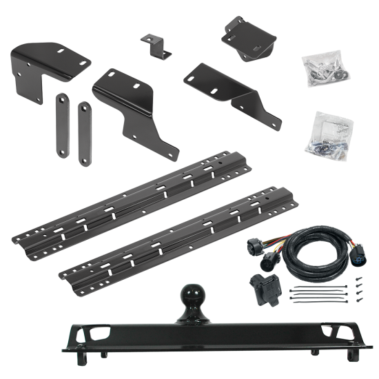 For 2007-2021 Toyota Tundra Custom Industry Standard Above Bed Rail Kit + 25K Pro Series Gooseneck Hitch + In-Bed Wiring (For 5'8 or Shorter Bed (Sidewinder Required), w/o Factory Puck System Models) By Reese