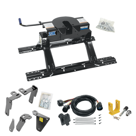 For 2013-2024 RAM 3500 Custom Industry Standard Above Bed Rail Kit + 20K Fifth Wheel + In-Bed Wiring + King Pin Lock (For 5'8 or Shorter Bed (Sidewinder Required), w/o Factory Puck System Models) By Reese