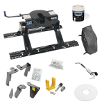 For 2013-2024 RAM 3500 Custom Industry Standard Above Bed Rail Kit + 20K Fifth Wheel + King Pin Lock + Base Rail Lock + 10" Lube Plate + Fifth Wheel Cover + Lube (For 5'8 or Shorter Bed (Sidewinder Required), w/o Factory Puck System Models) By Reese