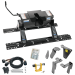 For 2013-2024 RAM 3500 Custom Industry Standard Above Bed Rail Kit + 16K Fifth Wheel + In-Bed Wiring + King Pin Lock (For 5'8 or Shorter Bed (Sidewinder Required), w/o Factory Puck System Models) By Reese