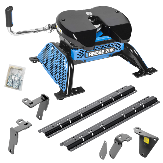 For 2013-2024 RAM 3500 Custom Industry Standard Above Bed Rail Kit + Reese M5 20K Fifth Wheel (For 5'8 or Shorter Bed (Sidewinder Required), w/o Factory Puck System Models) By Reese