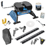 For 2013-2024 RAM 3500 Custom Industry Standard Above Bed Rail Kit + Reese M5 27K Fifth Wheel + King Pin Lock + Base Rail Lock + 10" Lube Plate + Fifth Wheel Cover + Lube (For 5'8 or Shorter Bed (Sidewinder Required), w/o Factory Puck System Models) 