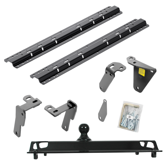 For 2013-2024 RAM 3500 Custom Industry Standard Above Bed Rail Kit + 25K Pro Series Gooseneck Hitch (For 5'8 or Shorter Bed (Sidewinder Required), w/o Factory Puck System Models) By Reese