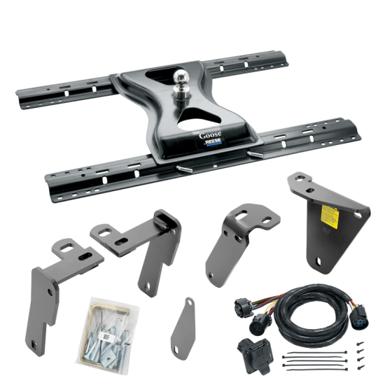 For 2013-2024 RAM 3500 Custom Industry Standard Above Bed Rail Kit + 25K Reese Gooseneck Hitch + In-Bed Wiring (For 5'8 or Shorter Bed (Sidewinder Required), w/o Factory Puck System Models) By Reese