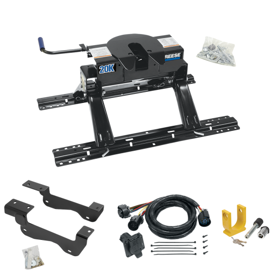 For 2015-2020 Ford F-150 Custom Industry Standard Above Bed Rail Kit + 20K Fifth Wheel + In-Bed Wiring + King Pin Lock (For 5'8 or Shorter Bed (Sidewinder Required), Except Raptor, w/o Factory Puck System Models) By Reese