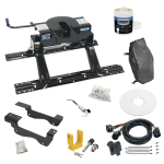 For 2015-2020 Ford F-150 Custom Industry Standard Above Bed Rail Kit + 20K Fifth Wheel + In-Bed Wiring + King Pin Lock + Base Rail Lock + 10" Lube Plate + Fifth Wheel Cover + Lube (For 5'8 or Shorter Bed (Sidewinder Required), Except Raptor, w/o Fact