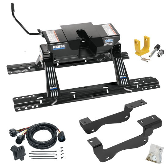 For 2015-2020 Ford F-150 Custom Industry Standard Above Bed Rail Kit + 16K Fifth Wheel + In-Bed Wiring + King Pin Lock (For 5'8 or Shorter Bed (Sidewinder Required), Except Raptor, w/o Factory Puck System Models) By Reese