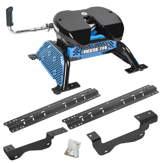 For 2015-2020 Ford F-150 Custom Industry Standard Above Bed Rail Kit + Reese M5 20K Fifth Wheel (For 5'8 or Shorter Bed (Sidewinder Required), Except Raptor, w/o Factory Puck System Models) By Reese