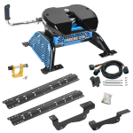 For 2015-2020 Ford F-150 Custom Industry Standard Above Bed Rail Kit + Reese M5 27K Fifth Wheel + In-Bed Wiring + King Pin Lock (For 5'8 or Shorter Bed (Sidewinder Required), Except Raptor, w/o Factory Puck System Models) By Reese