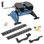 For 2015-2020 Ford F-150 Custom Industry Standard Above Bed Rail Kit + Reese M5 27K Fifth Wheel + King Pin Lock (For 5'8 or Shorter Bed (Sidewinder Required), Except Raptor, w/o Factory Puck System Models) By Reese