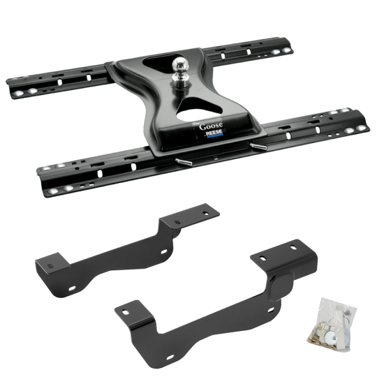 For 2015-2020 Ford F-150 Custom Industry Standard Above Bed Rail Kit + 25K Reese Gooseneck Hitch (For 5'8 or Shorter Bed (Sidewinder Required), Except Raptor, w/o Factory Puck System Models) By Reese