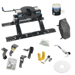 For 2010-2012 Dodge Ram 3500 Custom Industry Standard Above Bed Rail Kit + 20K Fifth Wheel + King Pin Lock + Base Rail Lock + 10" Lube Plate + Fifth Wheel Cover + Lube (For 5'8 or Shorter Bed (Sidewinder Required), Except w/Gas Engines w/Overload Spr