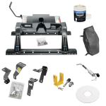 For 2010-2012 Dodge Ram 3500 Custom Industry Standard Above Bed Rail Kit + 16K Fifth Wheel + King Pin Lock + Base Rail Lock + 10" Lube Plate + Fifth Wheel Cover + Lube (For 5'8 or Shorter Bed (Sidewinder Required), Except w/Gas Engines w/Overload Spr