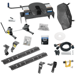 For 2010-2012 Dodge Ram 2500 Custom Industry Standard Above Bed Rail Kit + 20K Fifth Wheel + Square Slider + In-Bed Wiring + King Pin Lock + Base Rail Lock + 10" Lube Plate + Fifth Wheel Cover + Lube (For 6-1/2' or Shorter Bed, Except w/Gas Engines w