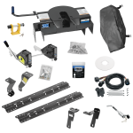 For 2010-2012 Dodge Ram 2500 Custom Industry Standard Above Bed Rail Kit + 20K Fifth Wheel + Round Tube Slider + King Pin Lock + Base Rail Lock + 10" Lube Plate + Fifth Wheel Cover + Lube (For 6-1/2' or Shorter Bed, Except w/Gas Engines w/Overload Sp