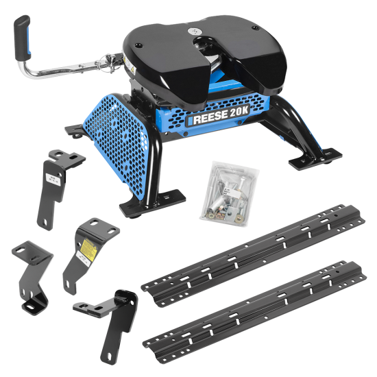 For 2010-2012 Dodge Ram 3500 Custom Industry Standard Above Bed Rail Kit + Reese M5 20K Fifth Wheel (For 5'8 or Shorter Bed (Sidewinder Required), Except w/Gas Engines w/Overload Springs, w/o Factory Puck System Models) By Reese