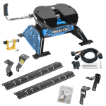 For 2006-2008 Dodge Ram 1500 Custom Industry Standard Above Bed Rail Kit + Reese M5 27K Fifth Wheel + In-Bed Wiring + King Pin Lock (For 5'8 or Shorter Bed (Sidewinder Required), Mega Cab, w/o Factory Puck System Models) By Reese