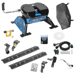 For 2006-2008 Dodge Ram 1500 Custom Industry Standard Above Bed Rail Kit + Reese M5 27K Fifth Wheel + In-Bed Wiring + King Pin Lock + Base Rail Lock + 10" Lube Plate + Fifth Wheel Cover + Lube (For 5'8 or Shorter Bed (Sidewinder Required), Mega Cab, 