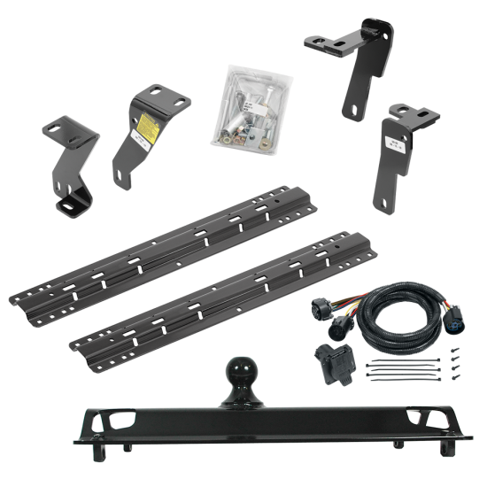 For 2006-2008 Dodge Ram 1500 Custom Industry Standard Above Bed Rail Kit + 25K Pro Series Gooseneck Hitch + In-Bed Wiring (For 5'8 or Shorter Bed (Sidewinder Required), Mega Cab, w/o Factory Puck System Models) By Reese