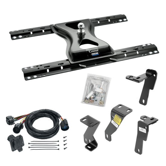 For 2006-2008 Dodge Ram 1500 Custom Industry Standard Above Bed Rail Kit + 25K Reese Gooseneck Hitch + In-Bed Wiring (For 5'8 or Shorter Bed (Sidewinder Required), Mega Cab, w/o Factory Puck System Models) By Reese