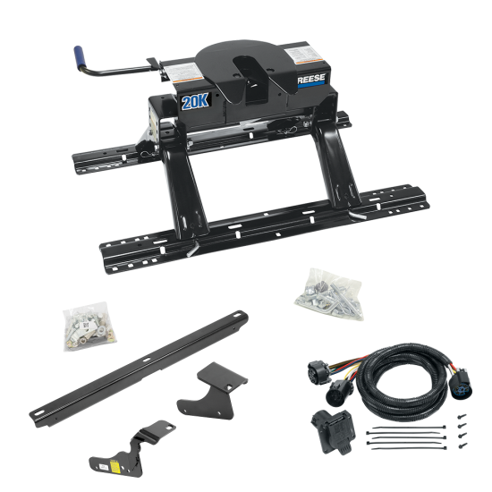 For 2009-2010 Dodge Ram 1500 Custom Industry Standard Above Bed Rail Kit + 20K Fifth Wheel + In-Bed Wiring (For 5'8 or Shorter Bed (Sidewinder Required), w/o Factory Puck System Models) By Reese