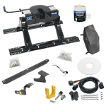 For 2009-2010 Dodge Ram 1500 Custom Industry Standard Above Bed Rail Kit + 20K Fifth Wheel + In-Bed Wiring + King Pin Lock + Base Rail Lock + 10" Lube Plate + Fifth Wheel Cover + Lube (For 5'8 or Shorter Bed (Sidewinder Required), w/o Factory Puck Sy