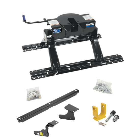 For 2009-2010 Dodge Ram 1500 Custom Industry Standard Above Bed Rail Kit + 20K Fifth Wheel + King Pin Lock (For 5'8 or Shorter Bed (Sidewinder Required), w/o Factory Puck System Models) By Reese