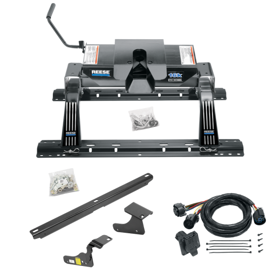 For 2009-2010 Dodge Ram 1500 Custom Industry Standard Above Bed Rail Kit + 16K Fifth Wheel + In-Bed Wiring (For 5'8 or Shorter Bed (Sidewinder Required), w/o Factory Puck System Models) By Reese