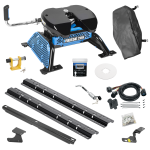 For 2019-2024 RAM 1500 Classic Custom Industry Standard Above Bed Rail Kit + Reese M5 20K Fifth Wheel + In-Bed Wiring + King Pin Lock + Base Rail Lock + 10" Lube Plate + Fifth Wheel Cover + Lube (For 5'8 or Shorter Bed (Sidewinder Required), w/o Fact