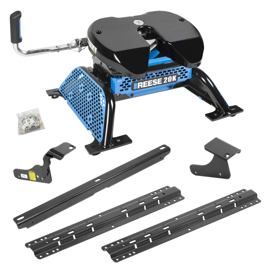 For 2019-2024 RAM 1500 Classic Custom Industry Standard Above Bed Rail Kit + Reese M5 20K Fifth Wheel (For 5'8 or Shorter Bed (Sidewinder Required), w/o Factory Puck System Models) By Reese