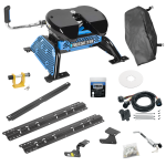 For 2019-2024 RAM 1500 Classic Custom Industry Standard Above Bed Rail Kit + Reese M5 27K Fifth Wheel + In-Bed Wiring + King Pin Lock + Base Rail Lock + 10" Lube Plate + Fifth Wheel Cover + Lube (For 5'8 or Shorter Bed (Sidewinder Required), w/o Fact