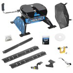 For 2019-2024 RAM 1500 Classic Custom Industry Standard Above Bed Rail Kit + Reese M5 27K Fifth Wheel + King Pin Lock + Base Rail Lock + 10" Lube Plate + Fifth Wheel Cover + Lube (For 5'8 or Shorter Bed (Sidewinder Required), w/o Factory Puck System 