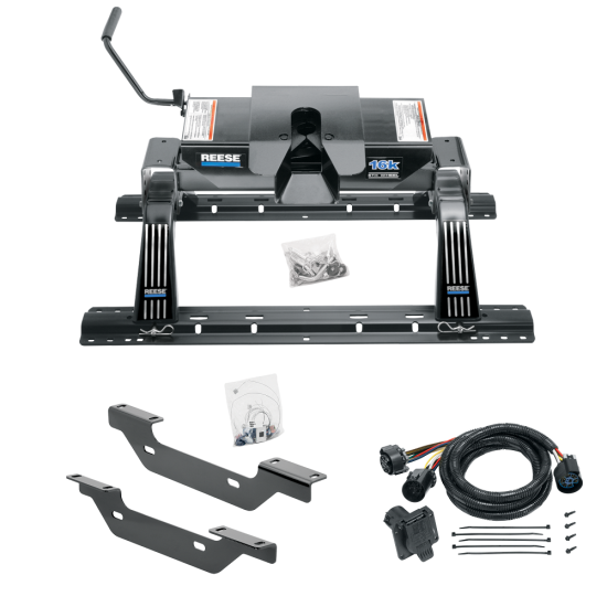 For 2011-2019 GMC Sierra 3500 HD Custom Outboard Above Bed Rail Kit + 16K Fifth Wheel + In-Bed Wiring (For 5'8 or Shorter Bed (Sidewinder Required), Except w/OEM HD Towing Prep Package, w/o Factory Puck System Models) By Reese