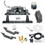 For 2011-2019 Chevrolet Silverado 3500 HD Custom Outboard Above Bed Rail Kit + 16K Fifth Wheel + In-Bed Wiring + King Pin Lock + Base Rail Lock + 10" Lube Plate + Fifth Wheel Cover + Lube (For 5'8 or Shorter Bed (Sidewinder Required), Except w/OEM HD