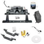 For 2011-2019 Chevrolet Silverado 3500 HD Custom Outboard Above Bed Rail Kit + 16K Fifth Wheel + King Pin Lock + Base Rail Lock + 10" Lube Plate + Fifth Wheel Cover + Lube (For 5'8 or Shorter Bed (Sidewinder Required), Except w/OEM HD Towing Prep Pac