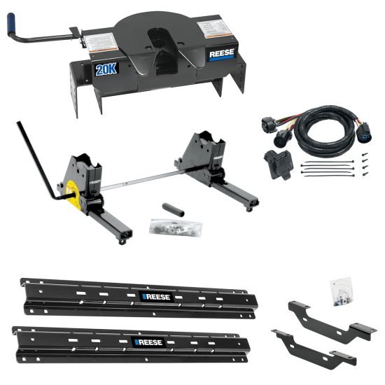 For 2011-2019 Chevrolet Silverado 2500 HD Custom Outboard Above Bed Rail Kit + 20K Fifth Wheel + Square Slider + In-Bed Wiring (For 6-1/2' or Shorter Bed, Except w/OEM HD Towing Prep Package, w/o Factory Puck System Models) By Reese