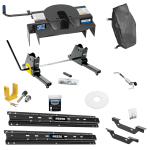 For 2011-2019 GMC Sierra 2500 HD Custom Outboard Above Bed Rail Kit + 20K Fifth Wheel + Square Slider + King Pin Lock + Base Rail Lock + 10" Lube Plate + Fifth Wheel Cover + Lube (For 6-1/2' or Shorter Bed, Except w/OEM HD Towing Prep Package, w/o Fa