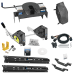 For 2011-2019 Chevrolet Silverado 2500 HD Custom Outboard Above Bed Rail Kit + 20K Fifth Wheel + Round Tube Slider + In-Bed Wiring + King Pin Lock + Base Rail Lock + 10" Lube Plate + Fifth Wheel Cover + Lube (For 6-1/2' or Shorter Bed, Except w/OEM H