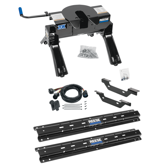 For 2011-2019 Chevrolet Silverado 3500 HD Custom Outboard Above Bed Rail Kit + 20K Fifth Wheel + In-Bed Wiring (For 5'8 or Shorter Bed (Sidewinder Required), Except w/OEM HD Towing Prep Package, w/o Factory Puck System Models) By Reese