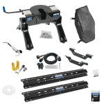 For 2011-2019 Chevrolet Silverado 2500 HD Custom Outboard Above Bed Rail Kit + 20K Fifth Wheel + In-Bed Wiring + King Pin Lock + Base Rail Lock + 10" Lube Plate + Fifth Wheel Cover + Lube (For 5'8 or Shorter Bed (Sidewinder Required), Except w/OEM HD