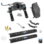 For 2011-2019 Chevrolet Silverado 3500 HD Custom Outboard Above Bed Rail Kit + 20K Fifth Wheel + King Pin Lock + Base Rail Lock + 10" Lube Plate + Fifth Wheel Cover + Lube (For 5'8 or Shorter Bed (Sidewinder Required), Except w/OEM HD Towing Prep Pac