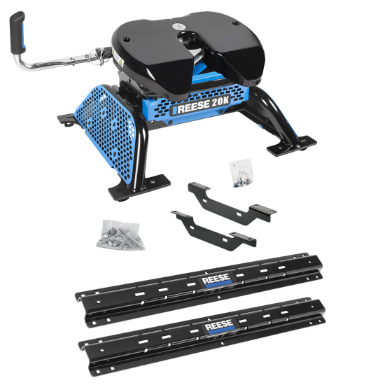 For 2011-2019 Chevrolet Silverado 3500 HD Custom Outboard Above Bed Rail Kit + Reese M5 20K Fifth Wheel (For 5'8 or Shorter Bed (Sidewinder Required), Except w/OEM HD Towing Prep Package, w/o Factory Puck System Models) By Reese