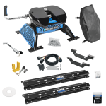 For 2011-2019 Chevrolet Silverado 2500 HD Custom Outboard Above Bed Rail Kit + Reese M5 27K Fifth Wheel + In-Bed Wiring + King Pin Lock + Base Rail Lock + 10" Lube Plate + Fifth Wheel Cover + Lube (For 5'8 or Shorter Bed (Sidewinder Required), Except