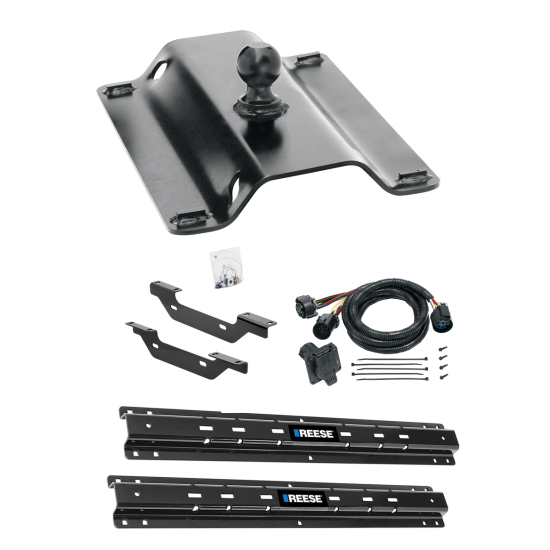 For 2011-2019 Chevrolet Silverado 3500 HD Custom Outboard Above Bed Rail Kit + 25K Pro Series Gooseneck Hitch + In-Bed Wiring (For 5'8 or Shorter Bed (Sidewinder Required), Except w/OEM HD Towing Prep Package, w/o Factory Puck System Models) By Reese