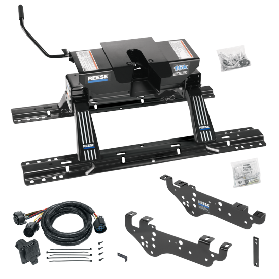 For 1999-2010 Ford F-250 Super Duty Custom Outboard Above Bed Rail Kit + 16K Fifth Wheel + In-Bed Wiring (For 5'8 or Shorter Bed (Sidewinder Required), Except Cab & Chassis, w/o Factory Puck System Models) By Reese