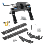 For 1999-2010 Ford F-250 Super Duty Custom Outboard Above Bed Rail Kit + 20K Fifth Wheel + King Pin Lock (For 5'8 or Shorter Bed (Sidewinder Required), Except Cab & Chassis, w/o Factory Puck System Models) By Reese