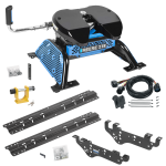 For 1999-2010 Ford F-250 Super Duty Custom Outboard Above Bed Rail Kit + Reese M5 27K Fifth Wheel + In-Bed Wiring + King Pin Lock (For 5'8 or Shorter Bed (Sidewinder Required), Except Cab & Chassis, w/o Factory Puck System Models) By Reese