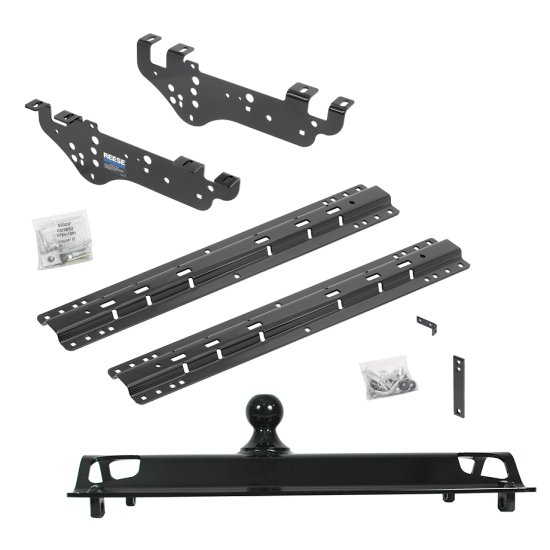 For 1999-2010 Ford F-250 Super Duty Custom Outboard Above Bed Rail Kit + 25K Pro Series Gooseneck Hitch (For 5'8 or Shorter Bed (Sidewinder Required), Except Cab & Chassis, w/o Factory Puck System Models) By Reese