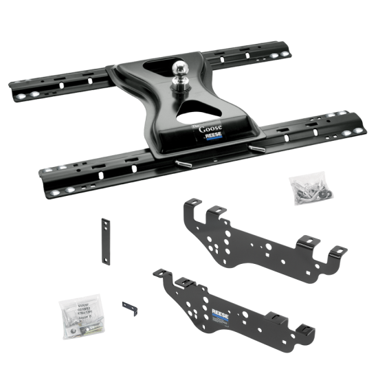 For 1999-2010 Ford F-250 Super Duty Custom Outboard Above Bed Rail Kit + 25K Reese Gooseneck Hitch (For 5'8 or Shorter Bed (Sidewinder Required), Except Cab & Chassis, w/o Factory Puck System Models) By Reese