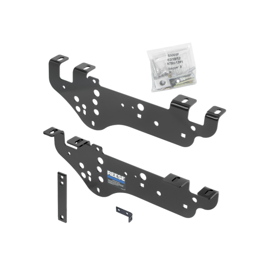 For 1999-2010 Ford F-250 Super Duty Gooseneck Fifth Wheel Underbed Custom Fit Brackets For Outboard Rails (For 5'8 or Shorter Bed (Sidewinder Required), Except Cab & Chassis, w/o Factory Puck System Models) By Reese